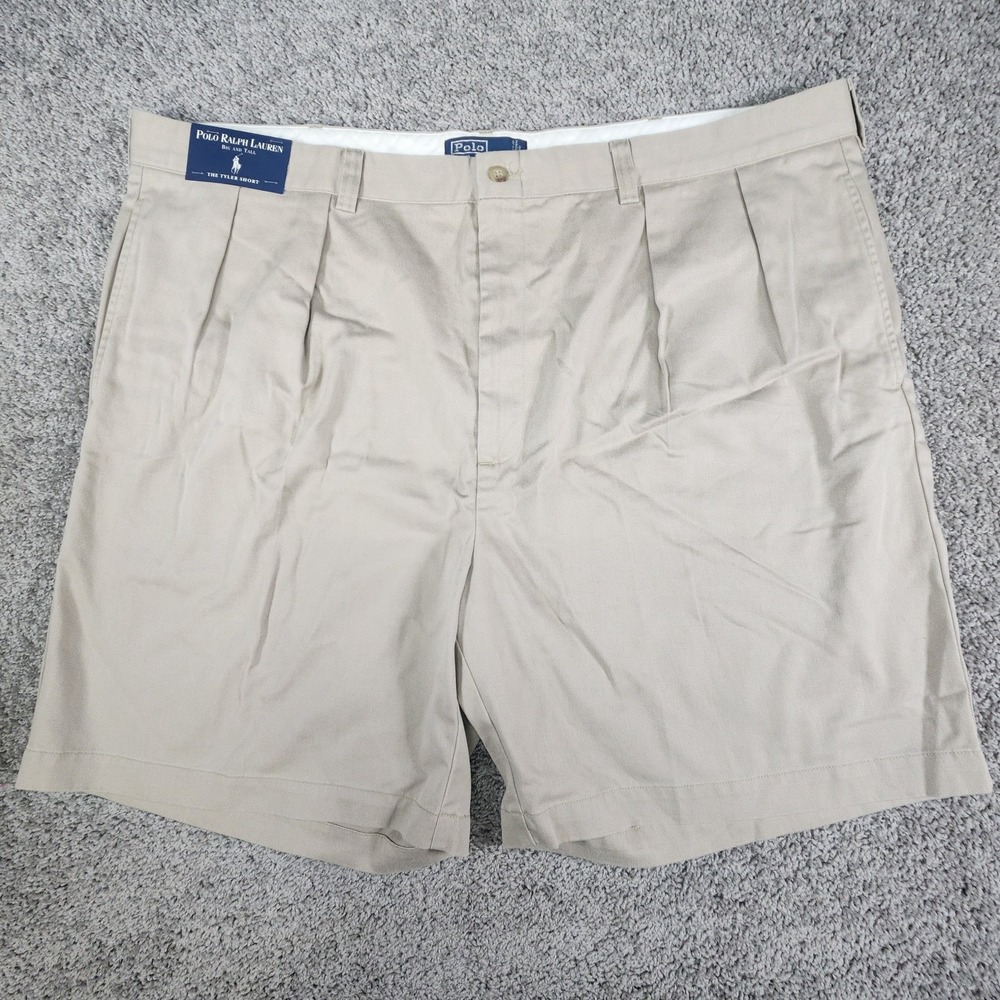 Polo Ralph Lauren Shorts Mens 48 BIG‎ Tyler Chino Pleated Vtg Preppy NOS Coastal
